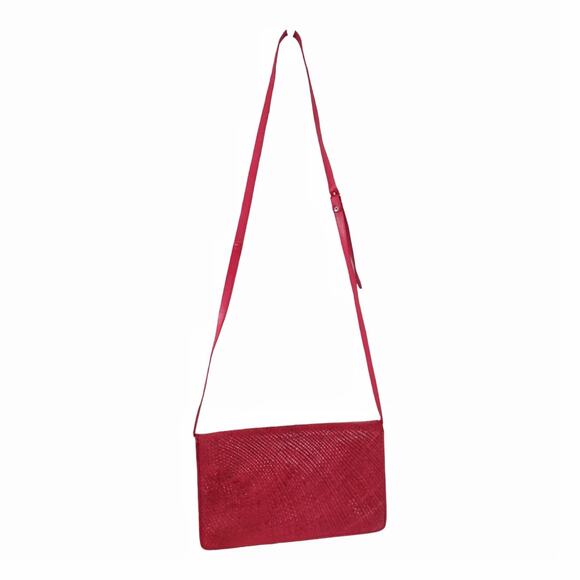 CORA JACOBS Vintage 90s Red Shoulder Bag Reed Snakeskin Purse Designer Handbag - Picture 2 of 15